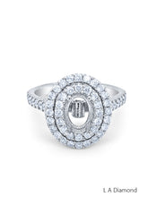 14K White Gold Round and Oval Cut Semi-Mount Halo Engagement Ring (1.40 ct)